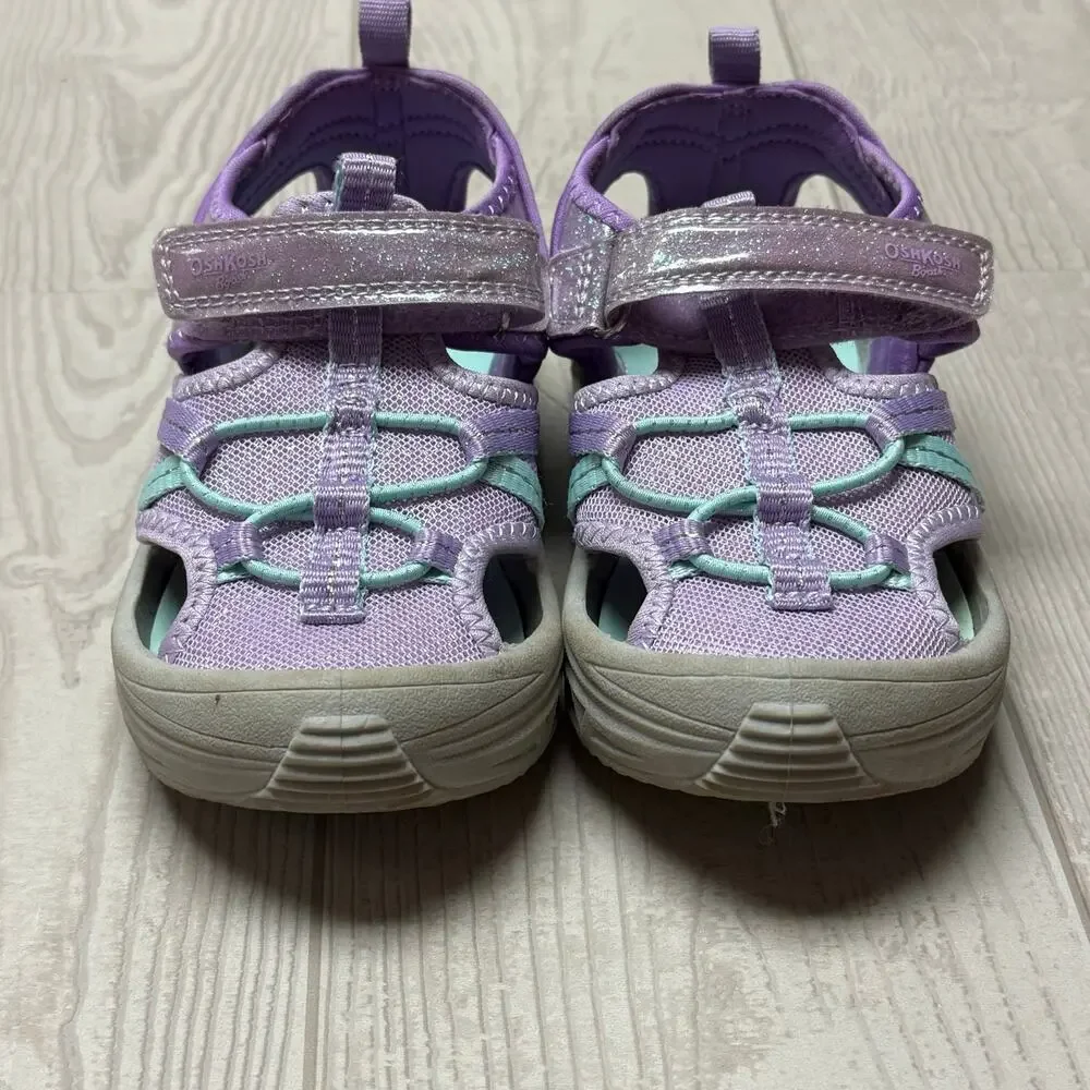 OshKosh B’gosh Girls Purple Teal Closed Toe Sport Sandals Shoes Size 10M